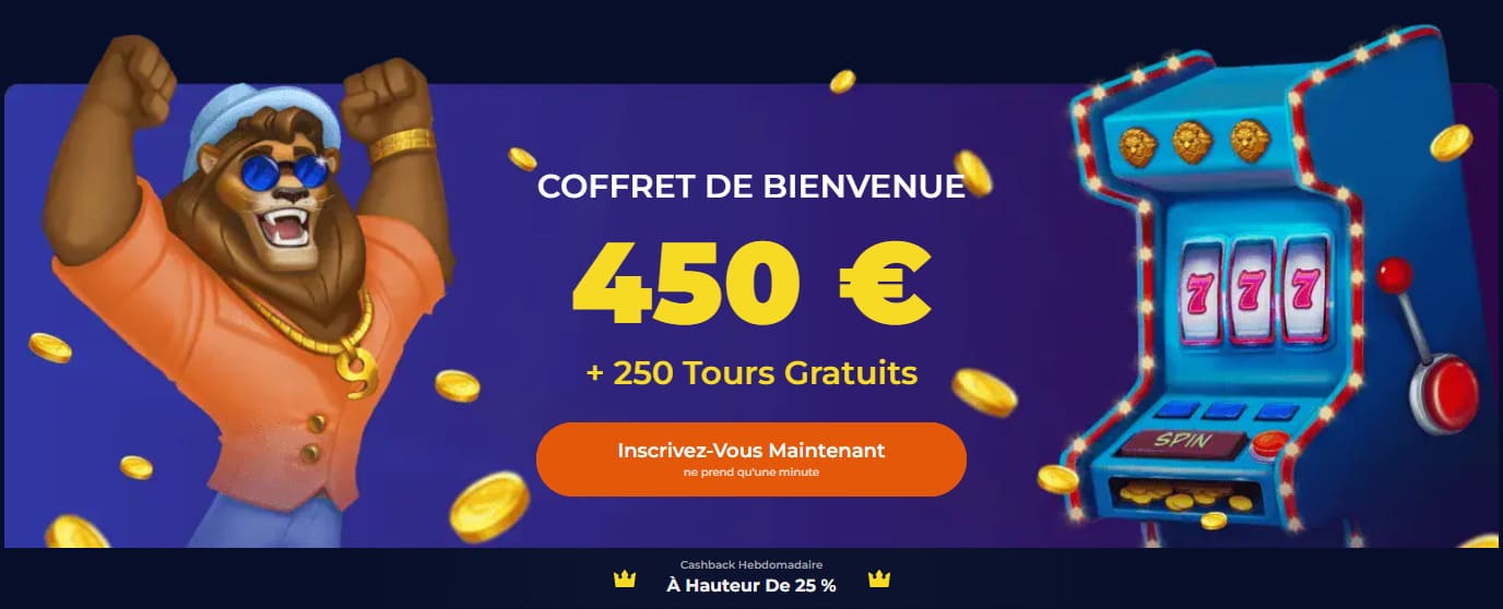 NineCasino - Bonus sans Dépôt 450 € + 250 Tours Gratuits